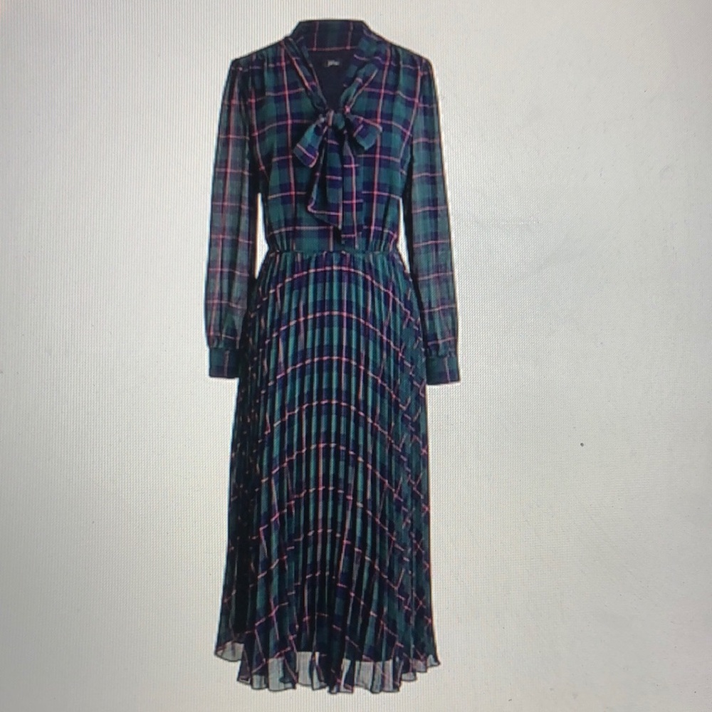 J. Crew A Line Dress in Black Watch Tartan